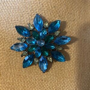 Elegant Vintage Monet Blue Floral Brooch